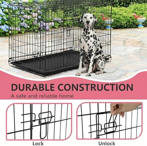 FDW | 45" Foldable Metal Dog Crate | Black | Cage - Image 3