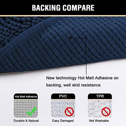 H.VERSAILTEX Navy Bath Mat for Bathroom, Microfiber Bath Rugs Chenille Floor - Image 6