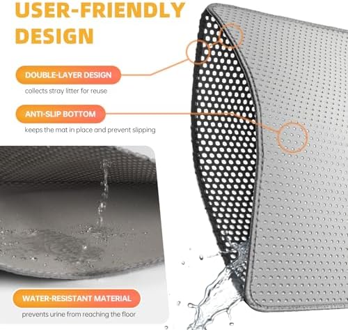 Cat Litter Mat 24x30 Inches, Honeycomb Double Layer Litter Trapping Mat - Image 6