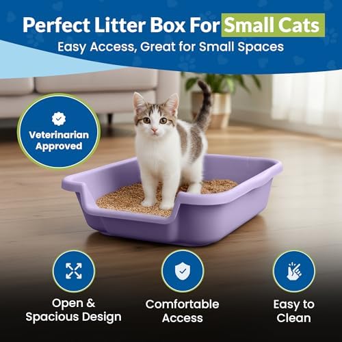 KittyGoHere Senior Cat Litter Box, Small Litter Pan, Small Lavender - Image 2