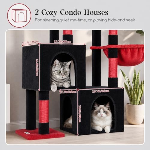 Globlazer 52in Gothic Cat Tree for Indoor Cats, 2 Condos - Image 3