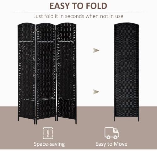 HOMCOM Room Divider 3-Panel, 6FT-Tall Folding Privacy Screen - Image 3