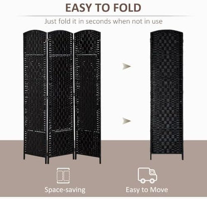 HOMCOM Room Divider 3-Panel, 6FT-Tall Folding Privacy Screen - Image 3