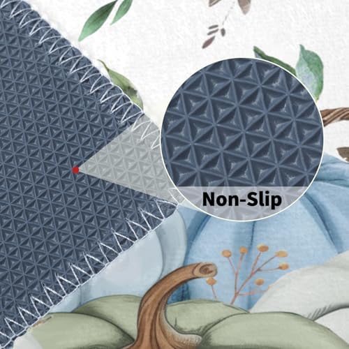 Giwawa Fall Blue Pumpkin Bath Rug Autumn Harvest Bathtub Mat Non Slip Absorbent - Image 5