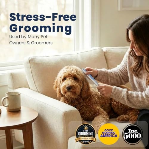 Metal Comb for Dogs, Dog Grooming Detangler Combs For Matted Hair - Image 5
