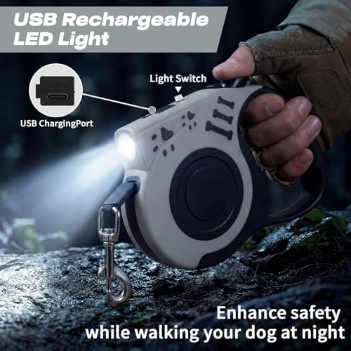 Retractable Dog Leash with USB Rechargeable Flashlight - Image 2