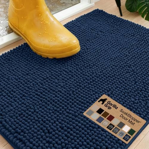 GORILLA GRIP SoakSTOPPER Dog Door Mat, Machine Wash and Dry, 30x20 Navy by GorillaGrip