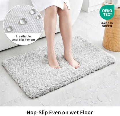 Disolla Grey & White Bathroom Rugs 17x24, Non-Slip Plush Small Bath Mat - Image 3