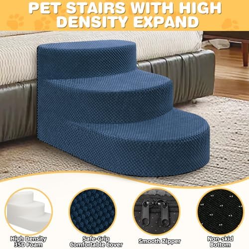 Dog Stairs 3 Steps Foam Pet Ramp - Image 3