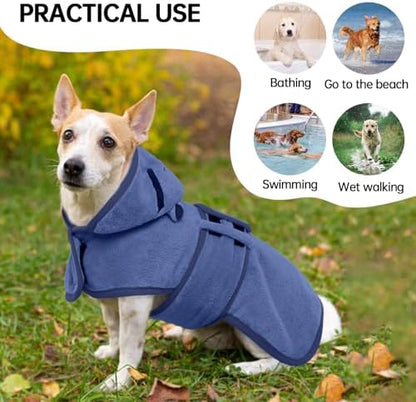 Dog Bathrobe, Fast Drying Coat, Super Absorbent Bath Towel Blue XS - Image 5