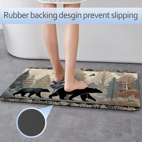 Cute Brown Bear Fast Drying Absorbent Bathroom Mat, Non-Slip Rubber Backing - Image 3