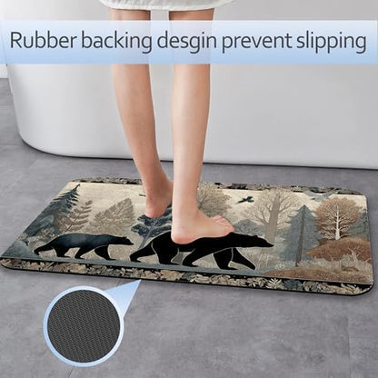 Cute Brown Bear Fast Drying Absorbent Bathroom Mat, Non-Slip Rubber Backing - Image 3
