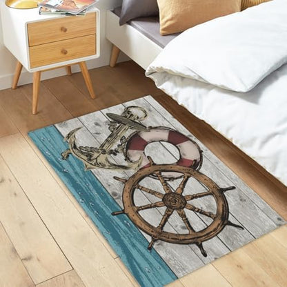 Giwawa Nautical Anchor Bath Rug Coastal Boat Bathtub Mat Extra Absorbent - Image 2
