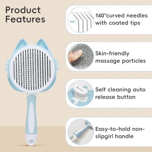 Self-Cleaning Cat Brush for Shedding, Cat Hair Brush - Image 2