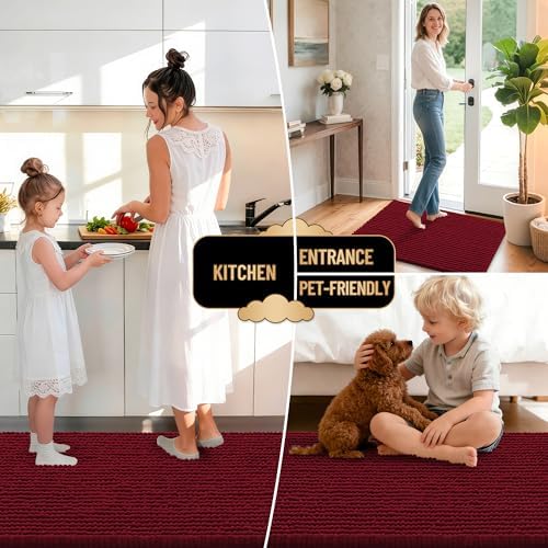 OLANLY Thick Chenille Absorbent Bathroom Rugs Mat 34x21 - Image 6