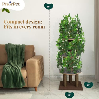 Cat Tree with Leaves – Stable & Space-Saving Design – 4 Scratch Levels & 5 - Image 2