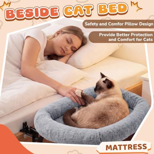 Lewtemi Bedside Pet Bed, Hanging Cat Hammock Attached to Bed or Desk - Image 3