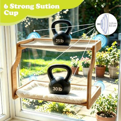 Cat Window Perch with 6 Strong Suction Cups, EZ Mount Double Stack - Image 3