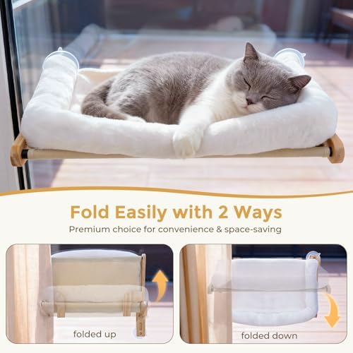 Pecute Foldable Cat Window Perch, Cloud-Soft Cat Bed - Image 3