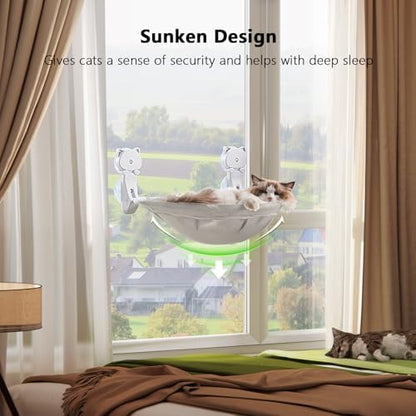 JUNSPOW Cat Window Perch Cordless, Glow in The Dark & Stable Cat Beds- - Image 2
