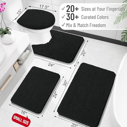 OLANLY Black Bathroom Rug 30x20, Extra Soft Absorbent Chenille Bath Rugs - Image 2