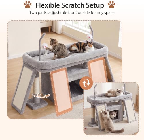 Heybly Cat Tree Extra-Long & Stable 2 Adjustable Scratch Boards HCT210SW-1 - Image 3
