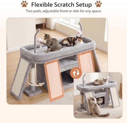 Heybly Cat Tree Extra-Long & Stable 2 Adjustable Scratch Boards HCT210SW-1 - Image 3