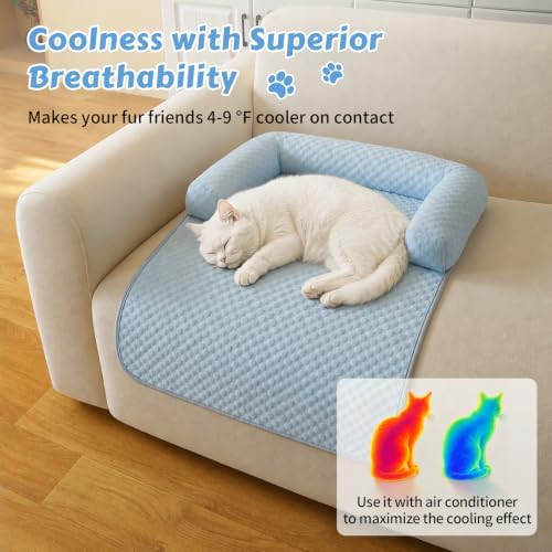 Cooling Pet Bed Mats with Neck & Head Support, 31.5 x 23.62 inch Blue - Image 3