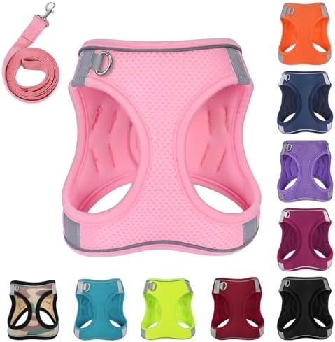 Dog Harness with Leash Set, No-Pull Step-in Reflective Pet Harness with 1 Leash by PWOD