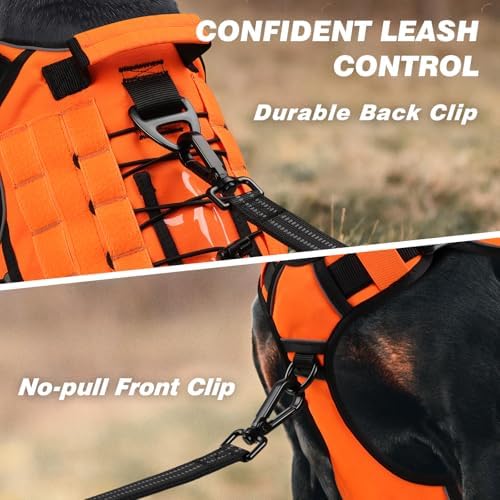 Orange Tactical Dog Harness for Extra Large Dogs, No Pull Dog Harness - Image 2