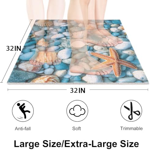 Square Shower Mat, Yonala 32 x 32 Inch Stylish Non Slip Shower Mats - Image 2