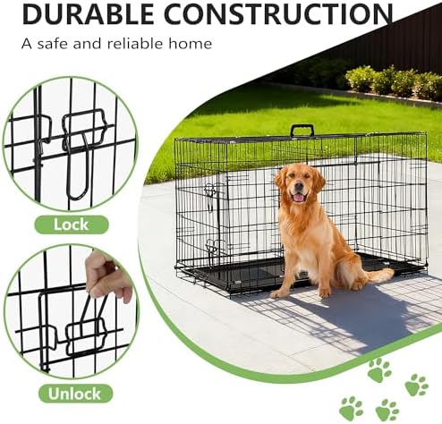 FDW | 36" Foldable Metal Dog Crate | Dark Black | Cage - Image 3