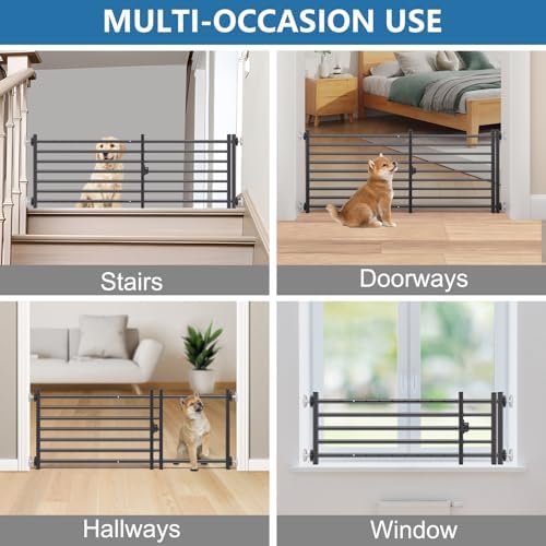 Malier Dog Gate with Door, 34-55" Extra Wide Full Metal Pet Gate Short Dog Gate - Image 6