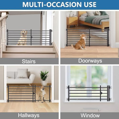 Malier Dog Gate with Door, 34-55" Extra Wide Full Metal Pet Gate Short Dog Gate - Image 6