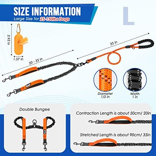 SlowTon Double Leash for Two Dogs, No Tangle & - Image 2