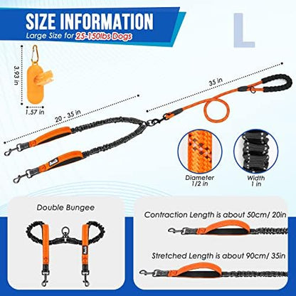 SlowTon Double Leash for Two Dogs, No Tangle & - Image 2