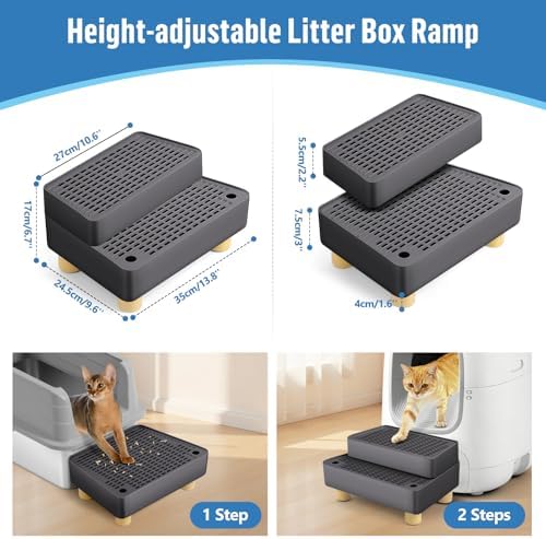 Extra Large 2 Steps Cat Litter Box Step Ramp, Cat Litter Catcher Mat - Image 2