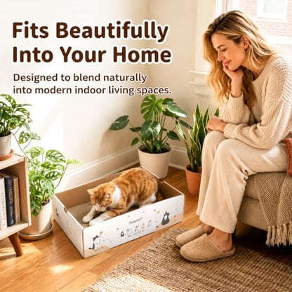 PatiencET Cat Scratch Pad with Box, Corrugated Cardboard Scratcher - Image 7