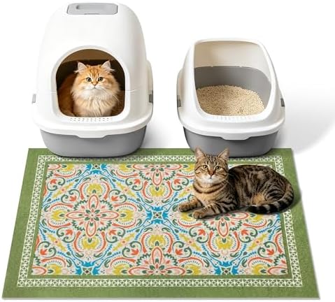 Cat Litter Mat, Waterproof & Non-Slip Backing, Litter Box Catcher, Soft on by Yigerlee