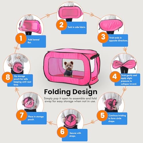 Portable Collapsible Pop Up Kennel, 32.5" L x 19.5" W x 19.5" H - Image 5