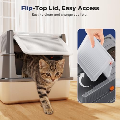 FURTIME Small Enclosed Stainless Steel Litter Box - Image 4
