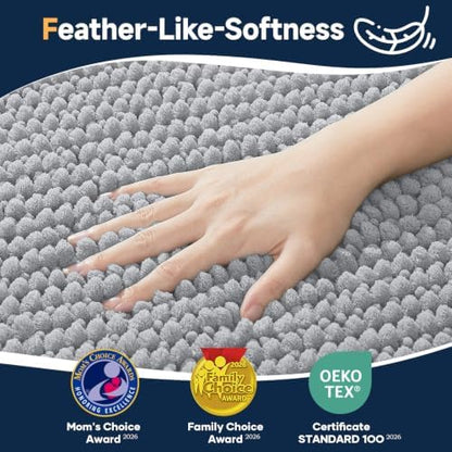 Ophanie Grey Bathroom Rugs Sets 2 Piece, Soft Chenille Bath Mat, Non Slip - Image 3