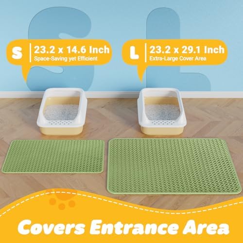 Powools Cat Litter Mat, 23.2 x 14.6 in, Waterproof, Bright Green - Image 2