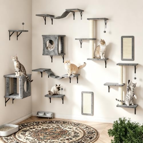 10 Pcs Cat Wall Shelves for Large Cats, Floating Climber by KAMABOKO