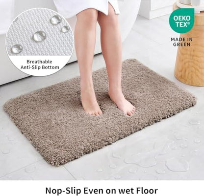 Disolla Taupe Grey Bathroom Runner Rug 24x70, Plush Extra Large Bath Mat - Image 3