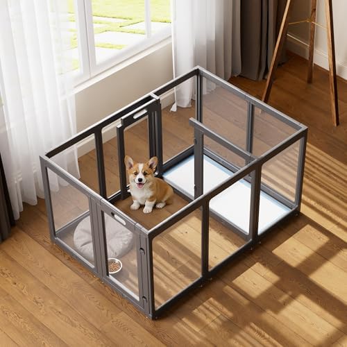 Clear Acrylic Dog Playpen Indoor Pet Pen, 12 Panels by ClimbHope