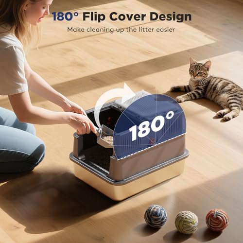 FURTIME Small Enclosed Stainless Steel Litter Box - Image 3