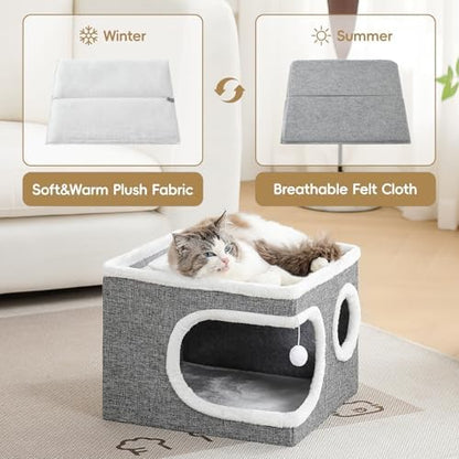Cat Beds for Indoor Cats, Large Covered Cat Bed Cave - Image 3
