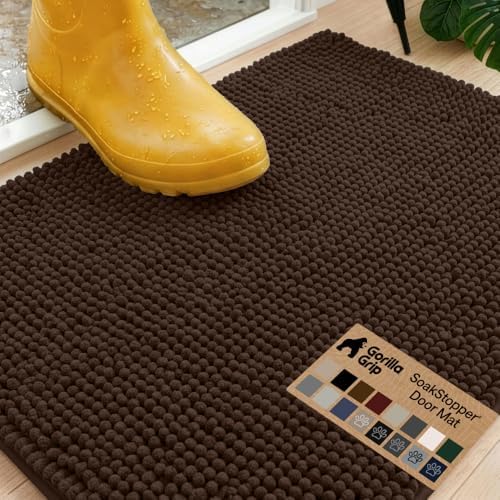 GORILLA GRIP SoakSTOPPER Dog Door Mat, Machine Wash and Dry, 30x20 Brown by GorillaGrip