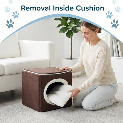 Cat House - Indoor Bed with Removable Foam Cushion - Cat Cave - Image 5
